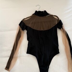 Mugler Black and Nude Bodysuit